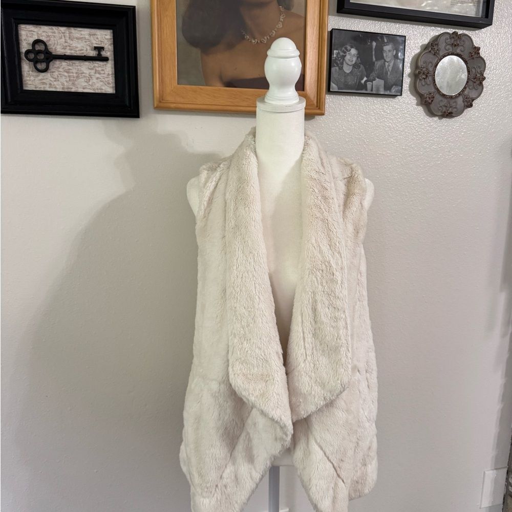DKNY Ivory Faux Fur Vest